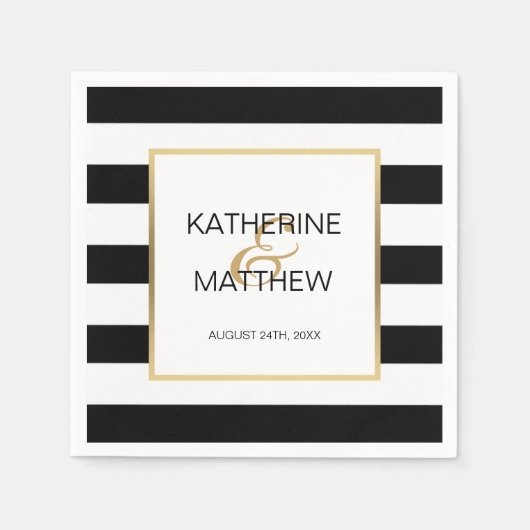 Gepersonaliseerd Elegant Goud Lijst Trouwpapier Servet (Voorkant)