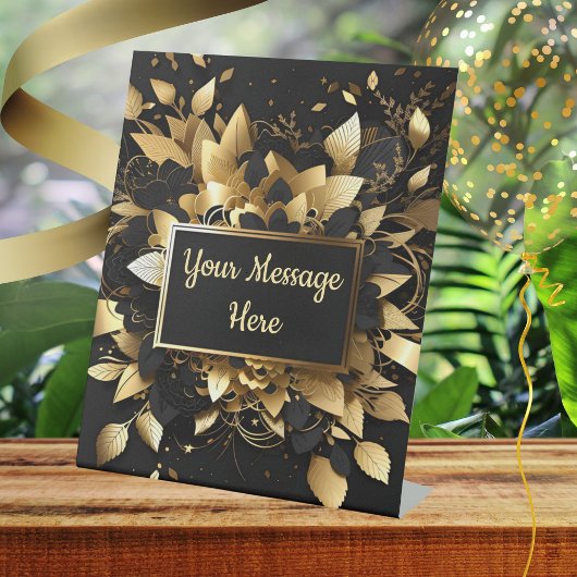 Gepersonaliseerd Elegant Goud Reclamebord Met Voetstuk