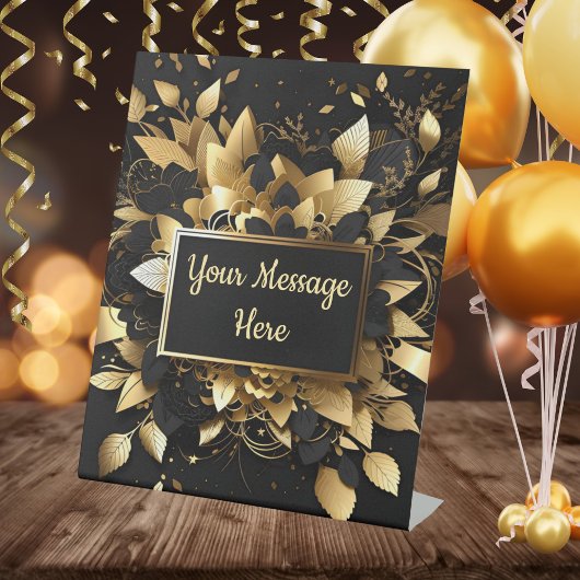 Gepersonaliseerd Elegant Goud Reclamebord Met Voetstuk