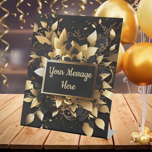 Gepersonaliseerd Elegant Goud Reclamebord Met Voetstuk