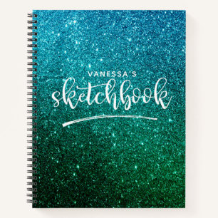 Gepersonaliseerd Elegant Green Blauwgroen Notitieboek