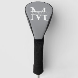 Gepersonaliseerd Elegant Grijs Monogram en Naam Golfheadcover