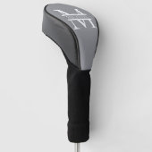 Gepersonaliseerd Elegant Grijs Monogram en Naam Golfheadcover (Schuin)