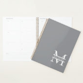 Gepersonaliseerd Elegant Grijs Monogram en Naam Planner (Display)