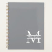 Gepersonaliseerd Elegant Grijs Monogram en Naam Planner (Voorkant)