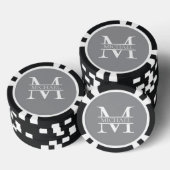 Gepersonaliseerd Elegant Grijs Monogram en Naam Poker Chips (Opstapeling)