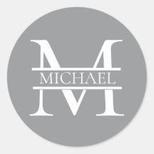 Gepersonaliseerd Elegant Grijs Monogram en Naam