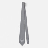 Gepersonaliseerd Elegant Grijs Monogram en Naam Stropdas (Voorkant)