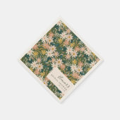 Gepersonaliseerd Elegant Groene Bloemen Vrijgezell Servet (Hoek)