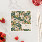 Gepersonaliseerd Elegant Groene Bloemen Vrijgezell Servet (Insitu)