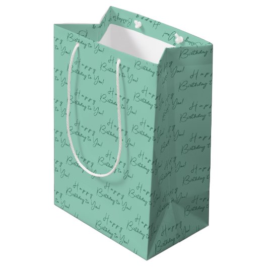 Gepersonaliseerd Elegant Happy Birthday Patroon Bl Medium Cadeauzakje (Achterkant Gekanteld)