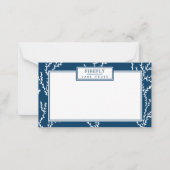 Gepersonaliseerd, elegant Indigo Blue Coral Patter Notitiekaartje (Voorkant)