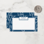 Gepersonaliseerd, elegant Indigo Blue Coral Patter Notitiekaartje (Voorkant / Achterkant in situ)