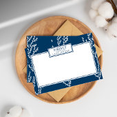Gepersonaliseerd, elegant Indigo Blue Coral Patter Notitiekaartje