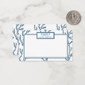 Gepersonaliseerd, elegant Indigo Blue Coral Patter Notitiekaartje (Voorkant / Achterkant in situ)