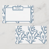 Gepersonaliseerd, elegant Indigo Blue Coral Patter Notitiekaartje (Voorkant / Achterkant)