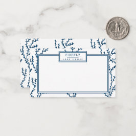 Gepersonaliseerd, elegant Indigo Blue Coral Patter Notitiekaartje