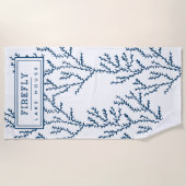 Gepersonaliseerd, elegant Indigo Blue Coral Patter Strandlaken (Voorkant)