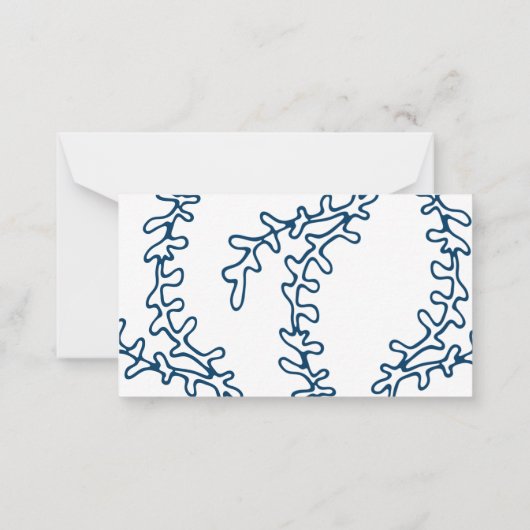 Gepersonaliseerd, elegant Indigo Blue Seaweed Patt Notitiekaartje (Achterkant)