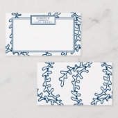 Gepersonaliseerd, elegant Indigo Blue Seaweed Patt Notitiekaartje (Voorkant / Achterkant)