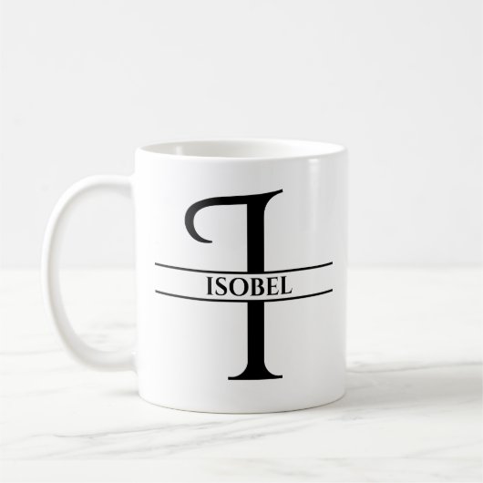 Gepersonaliseerd Elegant Initiaal Letter I Koffiemok (Links)