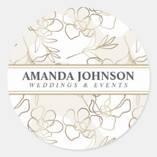Gepersonaliseerd Elegant Ivoor Ronde Sticker