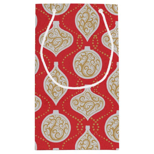 Gepersonaliseerd elegant kerstsierpatroon klein cadeauzakje (Achterkant)