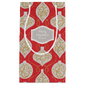 Gepersonaliseerd elegant kerstsierpatroon klein cadeauzakje (Voorkant)