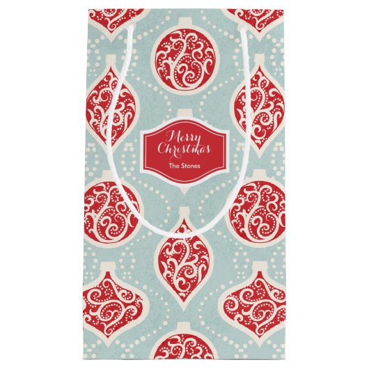 Gepersonaliseerd elegant kerstsierpatroon klein cadeauzakje (Voorkant)