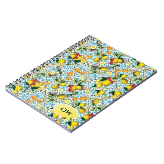 Gepersonaliseerd Elegant Lemon Monogram Notitieboek (Linkerzijde)