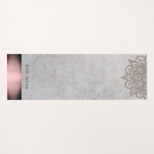 Gepersonaliseerd Elegant Mandala Roos Gold Metalli Yogamat (Achterkant (horizontaal))
