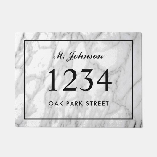 Gepersonaliseerd elegant marmer street address deurmat (Voorkant)