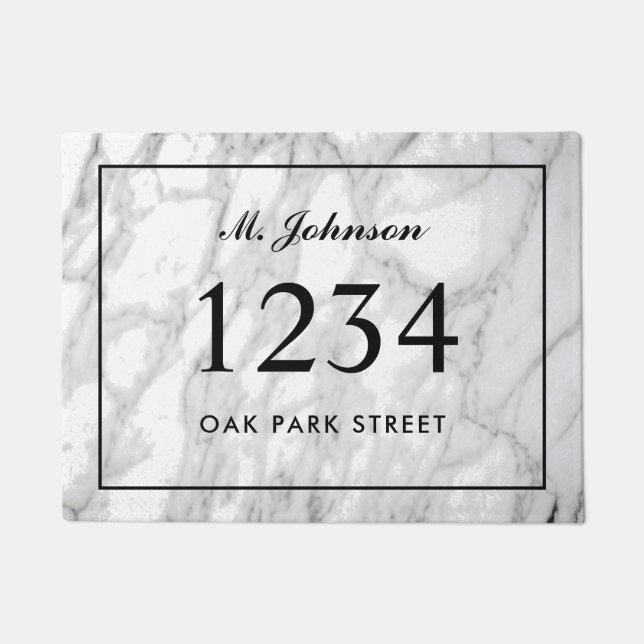 Gepersonaliseerd elegant marmer street address deurmat (Voorkant)
