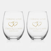 Gepersonaliseerd Elegant Modern 25th Jubileum Gift Wijnglas Zonder Voet (Voorkant)