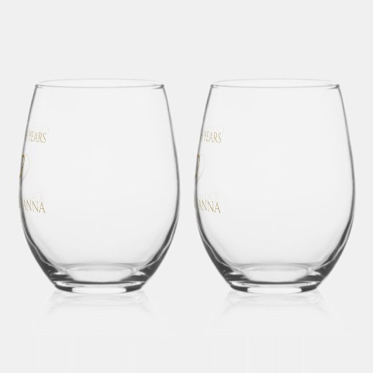 Gepersonaliseerd Elegant Modern 25th Jubileum Gift Wijnglas Zonder Voet (Links)