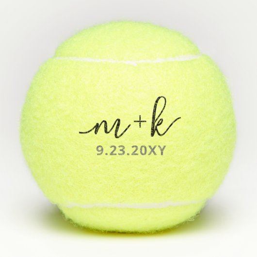 Gepersonaliseerd Elegant modern huwelijksmonogram Tennisballen (Voorkant)