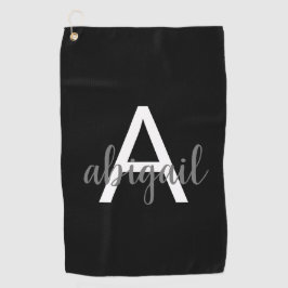 Gepersonaliseerd Elegant Modern Monogram Naam Zwar Golfhanddoek
