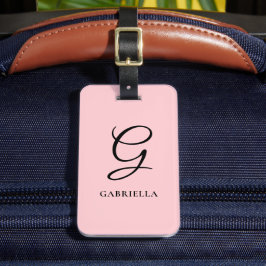 Gepersonaliseerd Elegant Monogram Blush Roze Bagagelabel