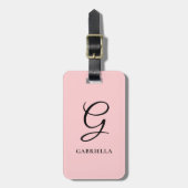 Gepersonaliseerd Elegant Monogram Blush Roze Bagagelabel (Voorkant verticaal)