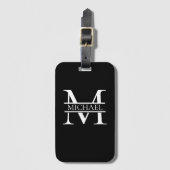 Gepersonaliseerd Elegant Monogram en Naam Bagagelabel (Voorkant (verticaal))