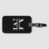 Gepersonaliseerd Elegant Monogram en Naam Bagagelabel (Voorkant (horizontaal))