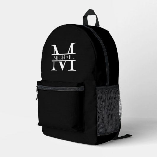 Gepersonaliseerd Elegant Monogram en Naam Bedrukte Rugzak (Achterkant Hoek Rechts)