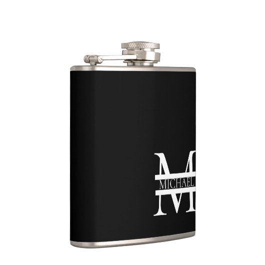 Gepersonaliseerd Elegant Monogram en Naam Heupfles (Rechts)