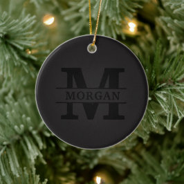 Gepersonaliseerd Elegant Monogram en Naam Keramisch Ornament