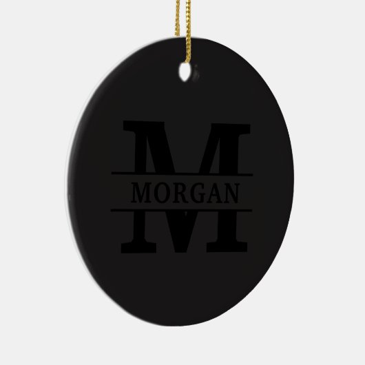 Gepersonaliseerd Elegant Monogram en Naam Keramisch Ornament (Rechts)