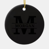 Gepersonaliseerd Elegant Monogram en Naam Keramisch Ornament (Voorkant)