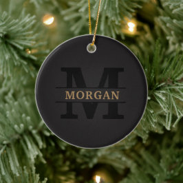 Gepersonaliseerd Elegant Monogram en Naam Keramisch Ornament