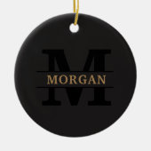 Gepersonaliseerd Elegant Monogram en Naam Keramisch Ornament (Voorkant)
