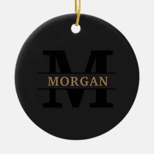 Gepersonaliseerd Elegant Monogram en Naam Keramisch Ornament (Voorkant)