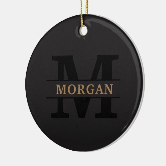 Gepersonaliseerd Elegant Monogram en Naam Keramisch Ornament (Links)